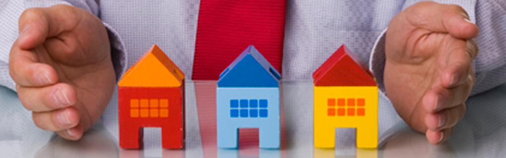 Multi-colored Toy Homes represent various mortgage
types